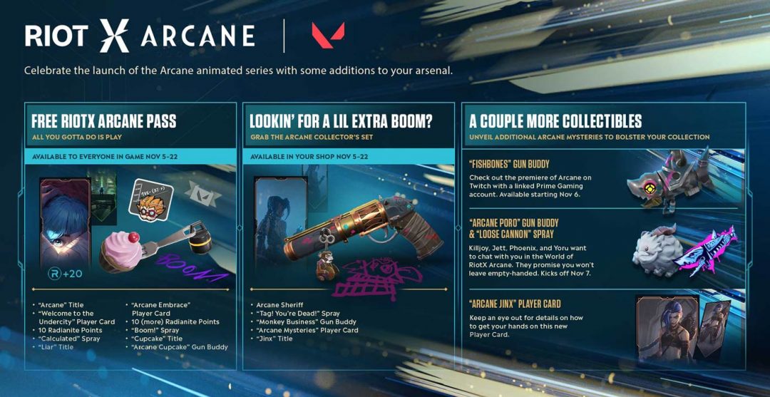 Free Riotx Arcane Event Pass + Collectors Set - ValorantStrike